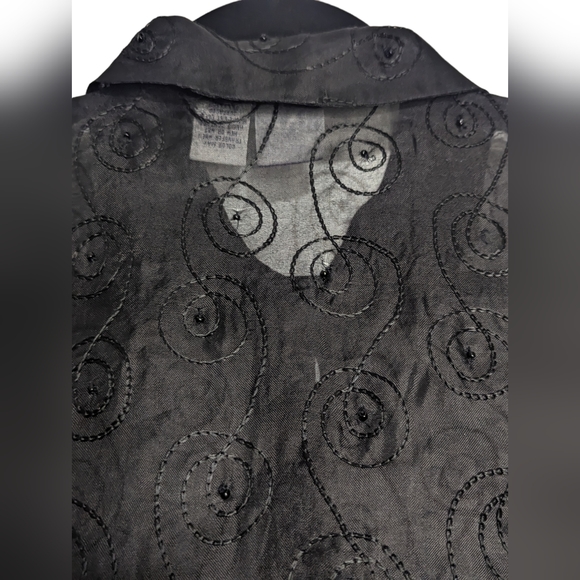 JM Collection Sheer Jacket Size Large Button Up Embroidery and Beads - Picture 8 of 10